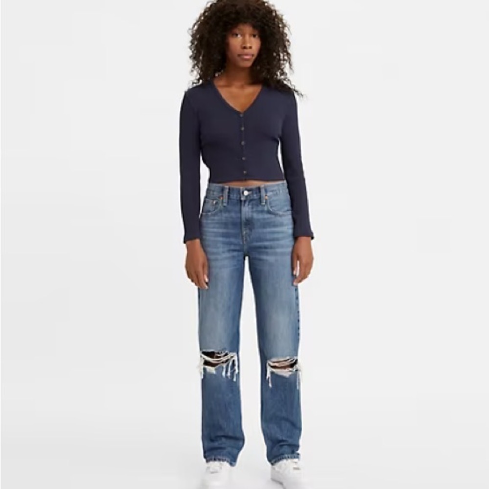 LEVI'S Low Pro Straight Jean Women’s Size 30 Blue Denim Baggy Slouchy Mid Rise
